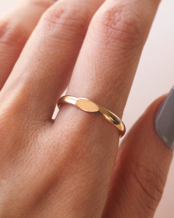 12K Gold Filled Dainty Signet Ring - Priscilla Ma Inc