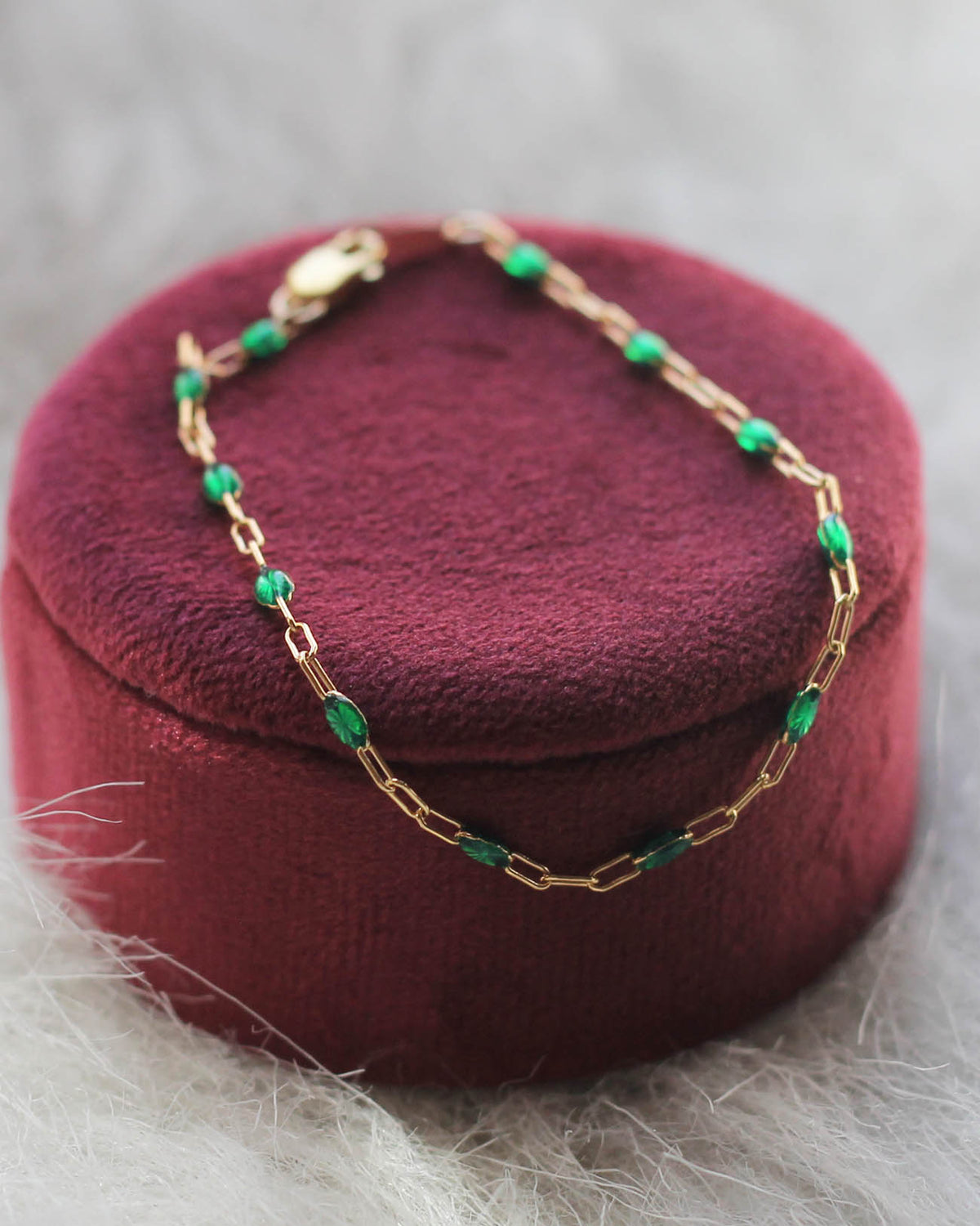 B1046 - Green Enamel Chain Bracelet