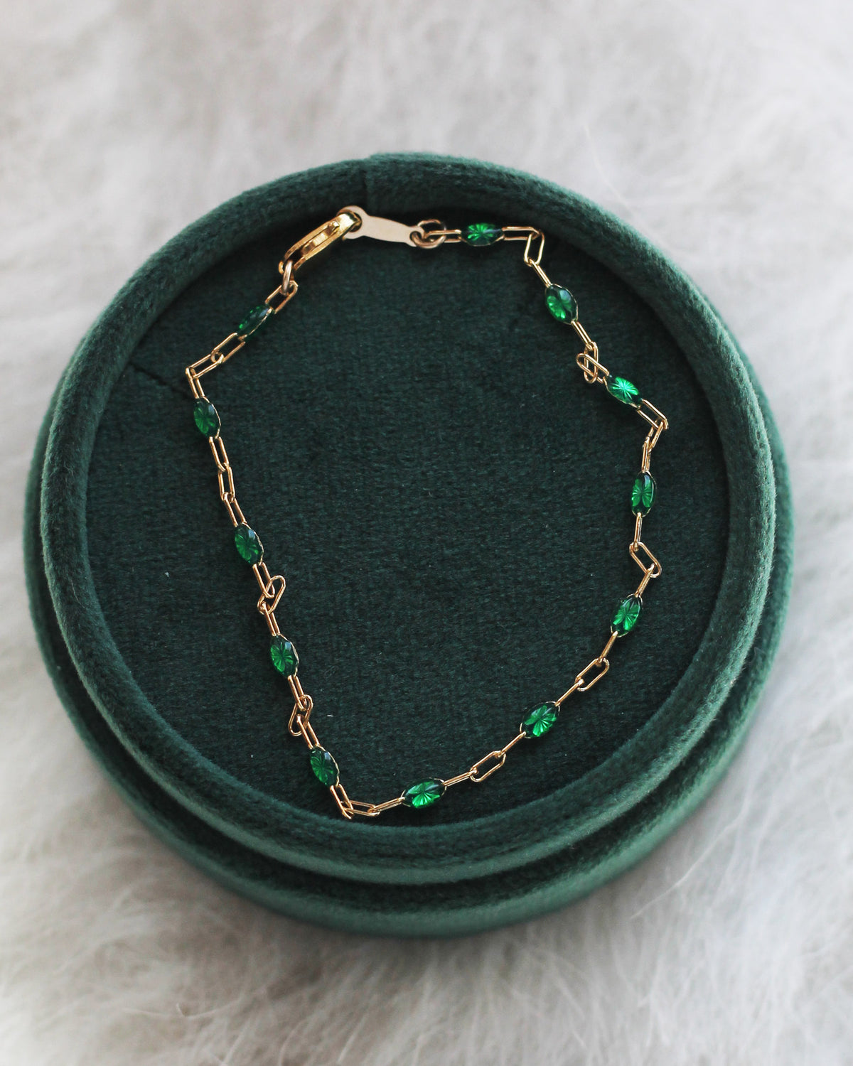 B1046 - Green Enamel Chain Bracelet