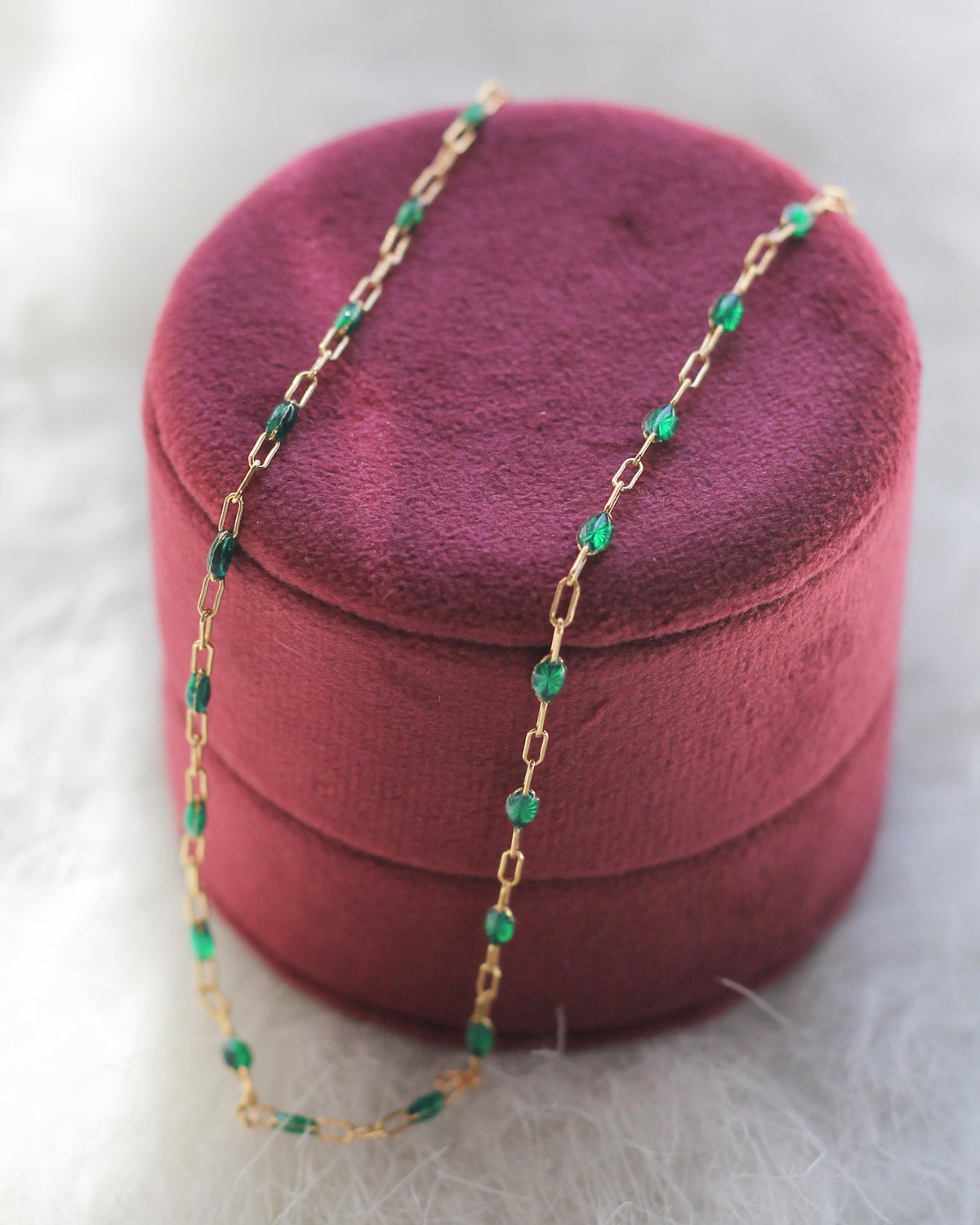 N1358 - Green Enamel Chain Necklace