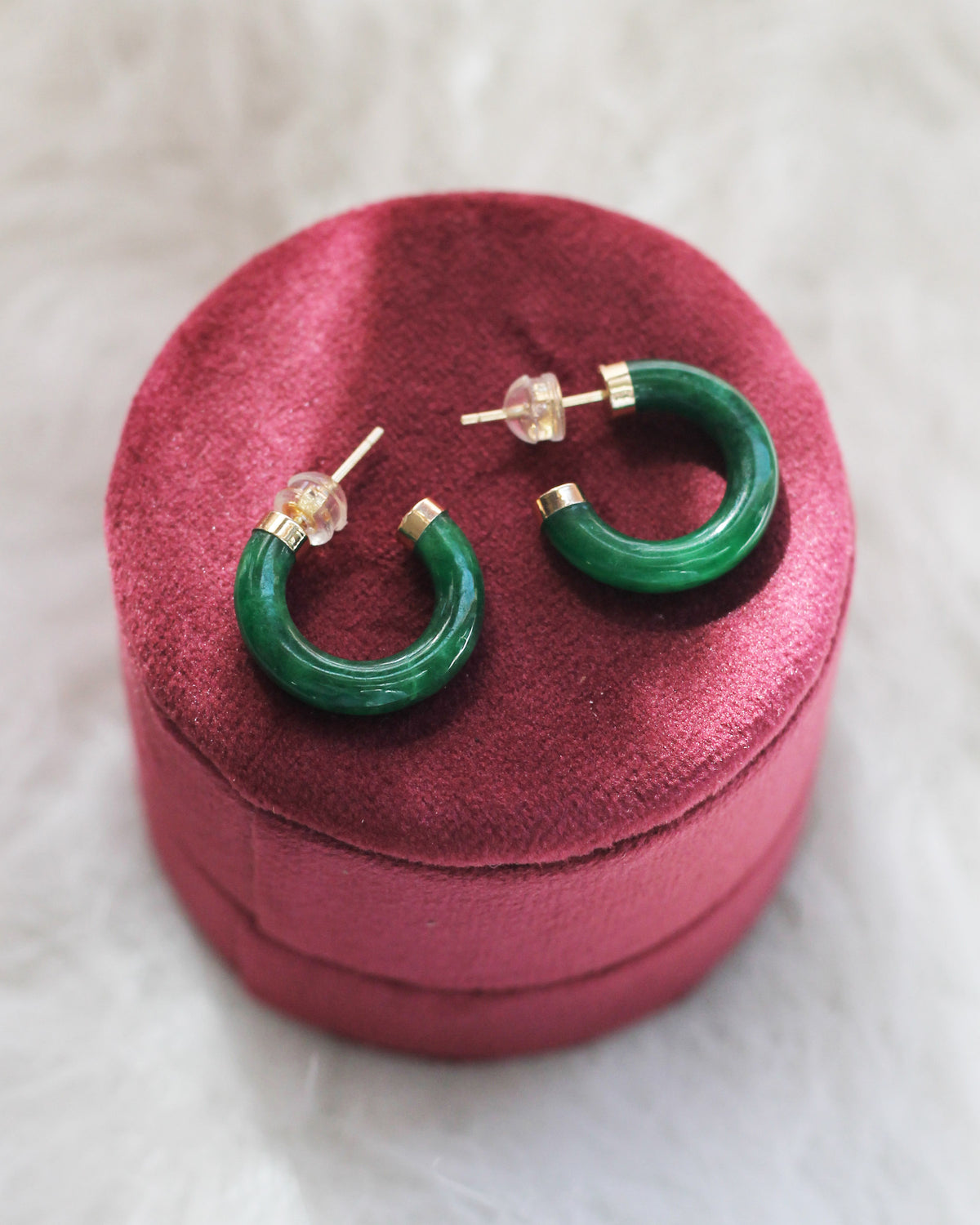 E1306- 14K Solid Gold Jade Earrings