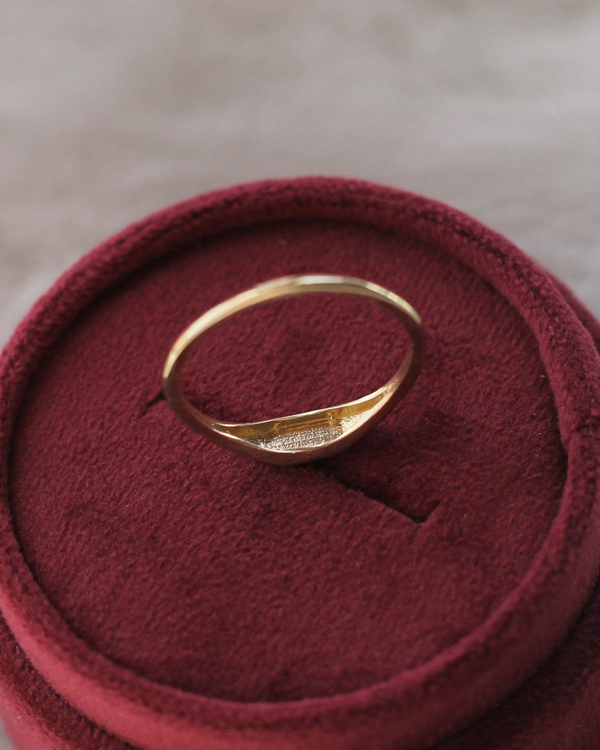 C11 - Small Signet Ring 14K Solid Gold - Size 7