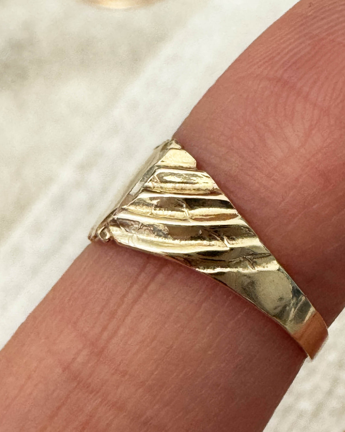 C16 Texture Signet Pinky Ring 14K Gold - Size 2.25