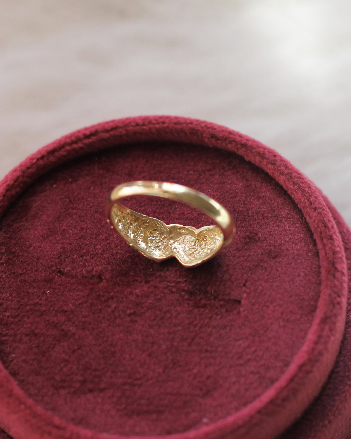 C19 - Double Heart Ring 10K Solid Gold - Size 3.25