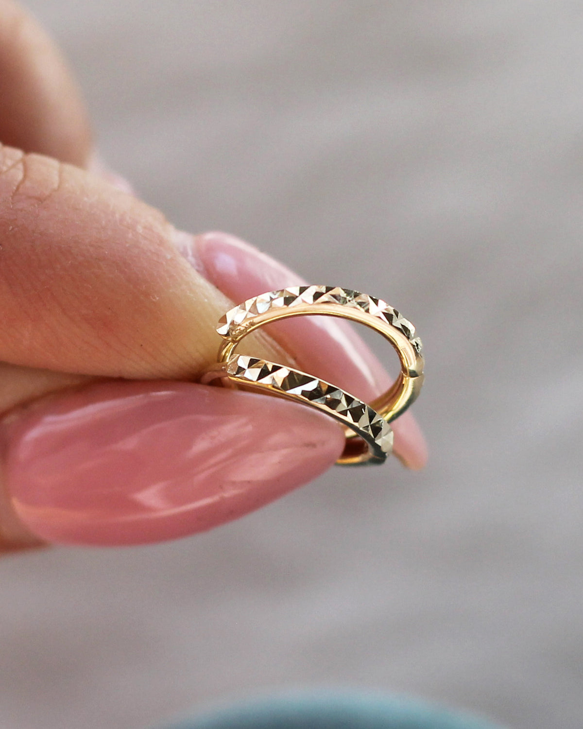 C2 - Textured Hoops 14K Solid Gold