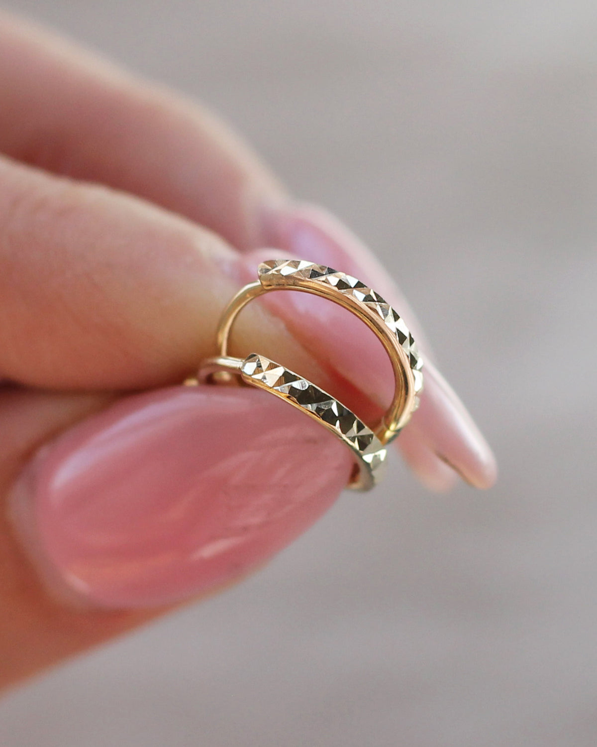 C2 - Textured Hoops 14K Solid Gold