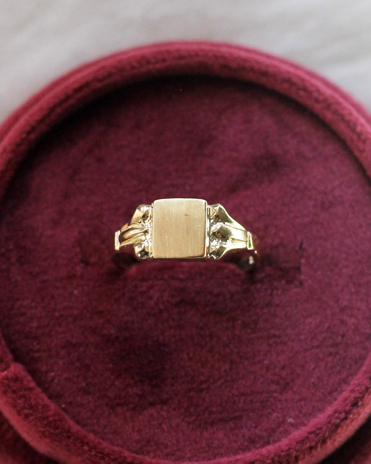 C21 Square Signet Ring 10K Solid Gold - Size 3.5