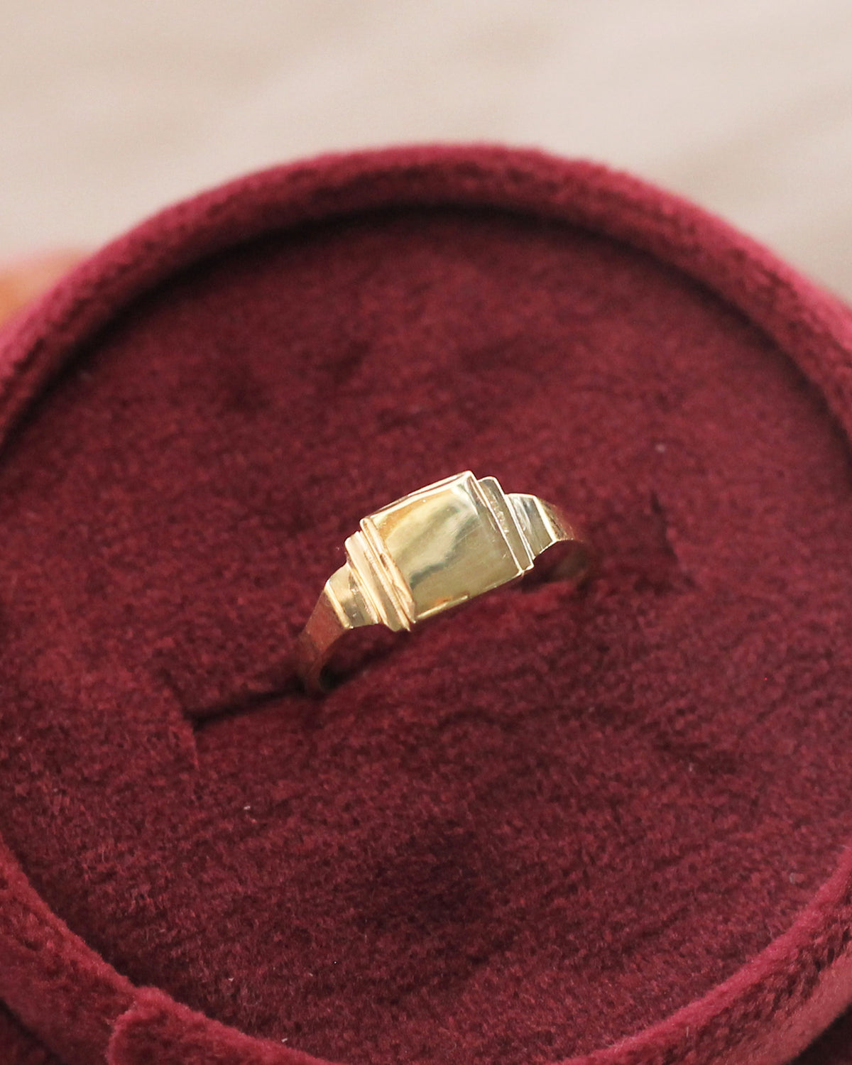 C23 Square Pinky Ring 10K Solid Gold - Size 2.5