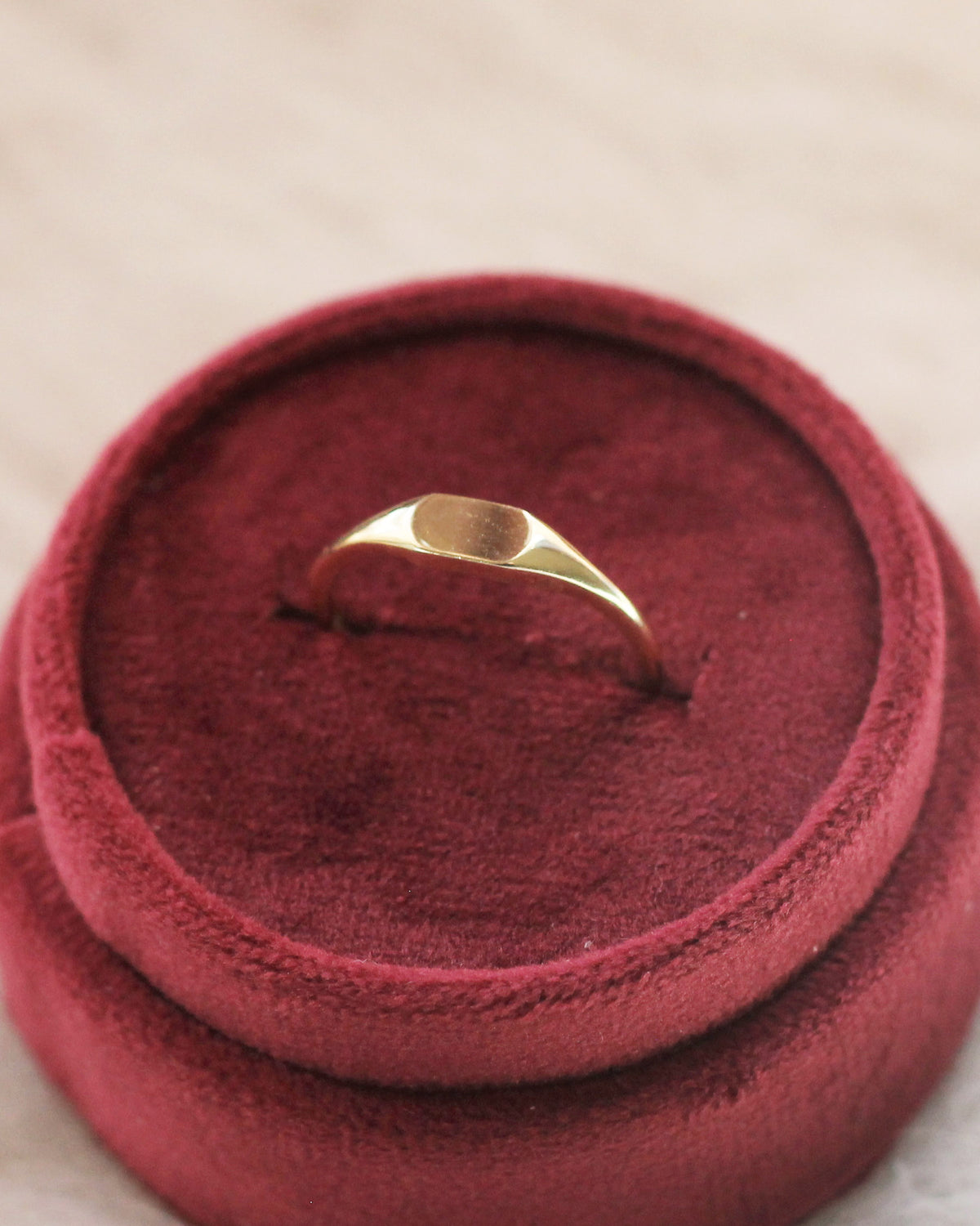 C25 Round Rectangle Signet Ring 10K Solid Gold - Size 7