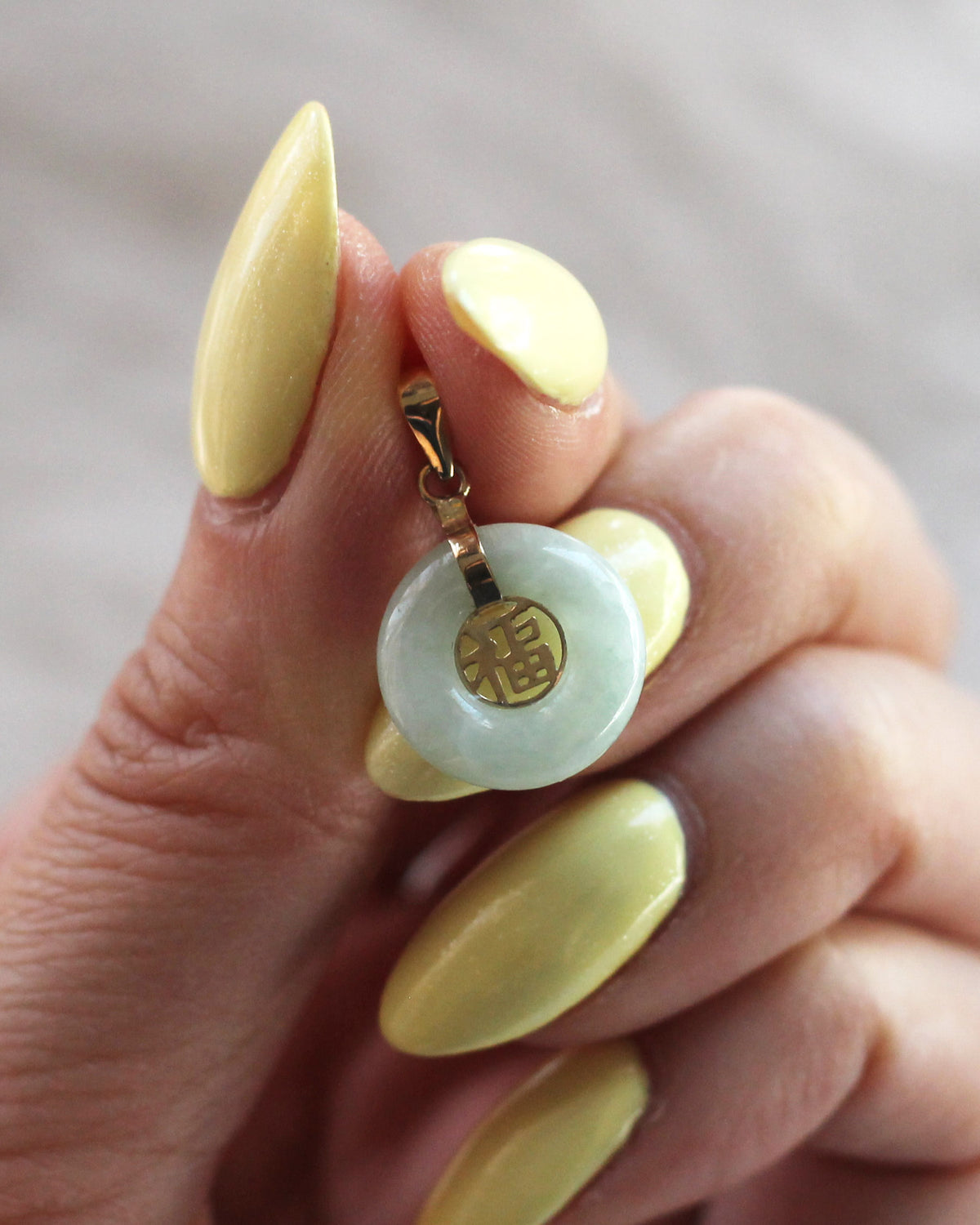 C31 Small Good Luck Donut Pendant 福 14K Solid Gold