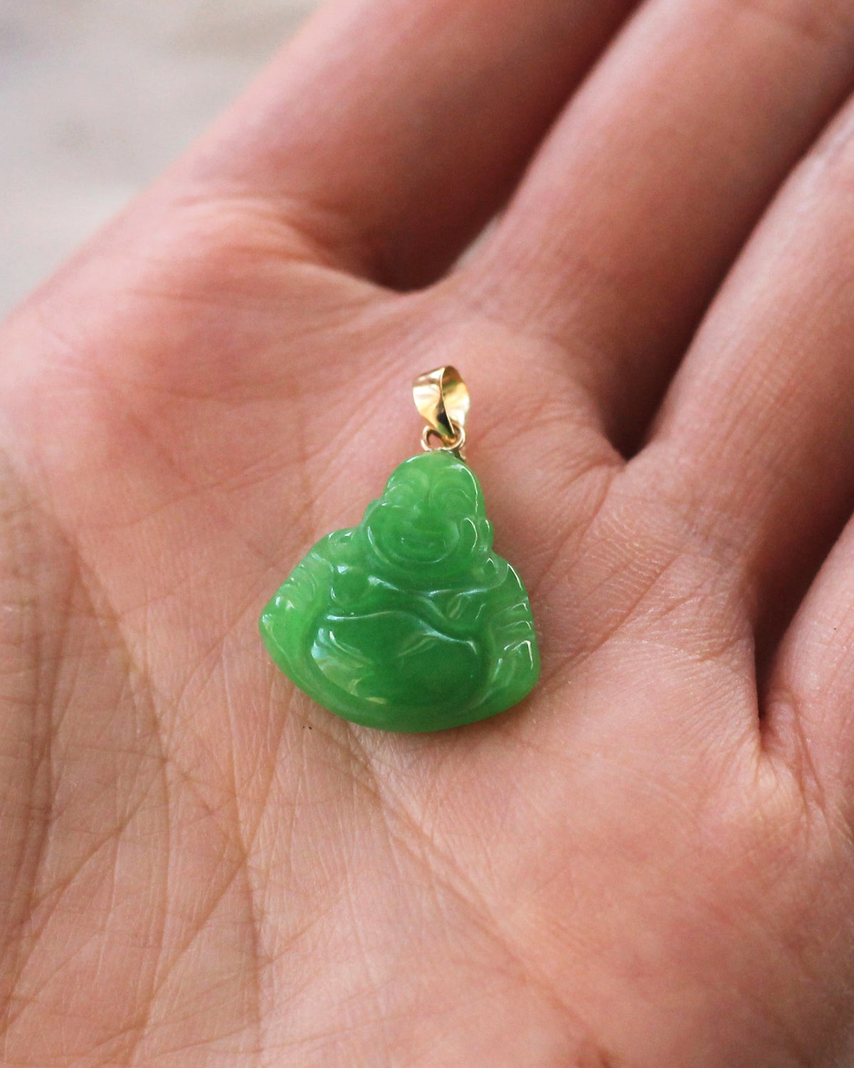 C33 Jade Buddha Pendant 14K Solid Gold