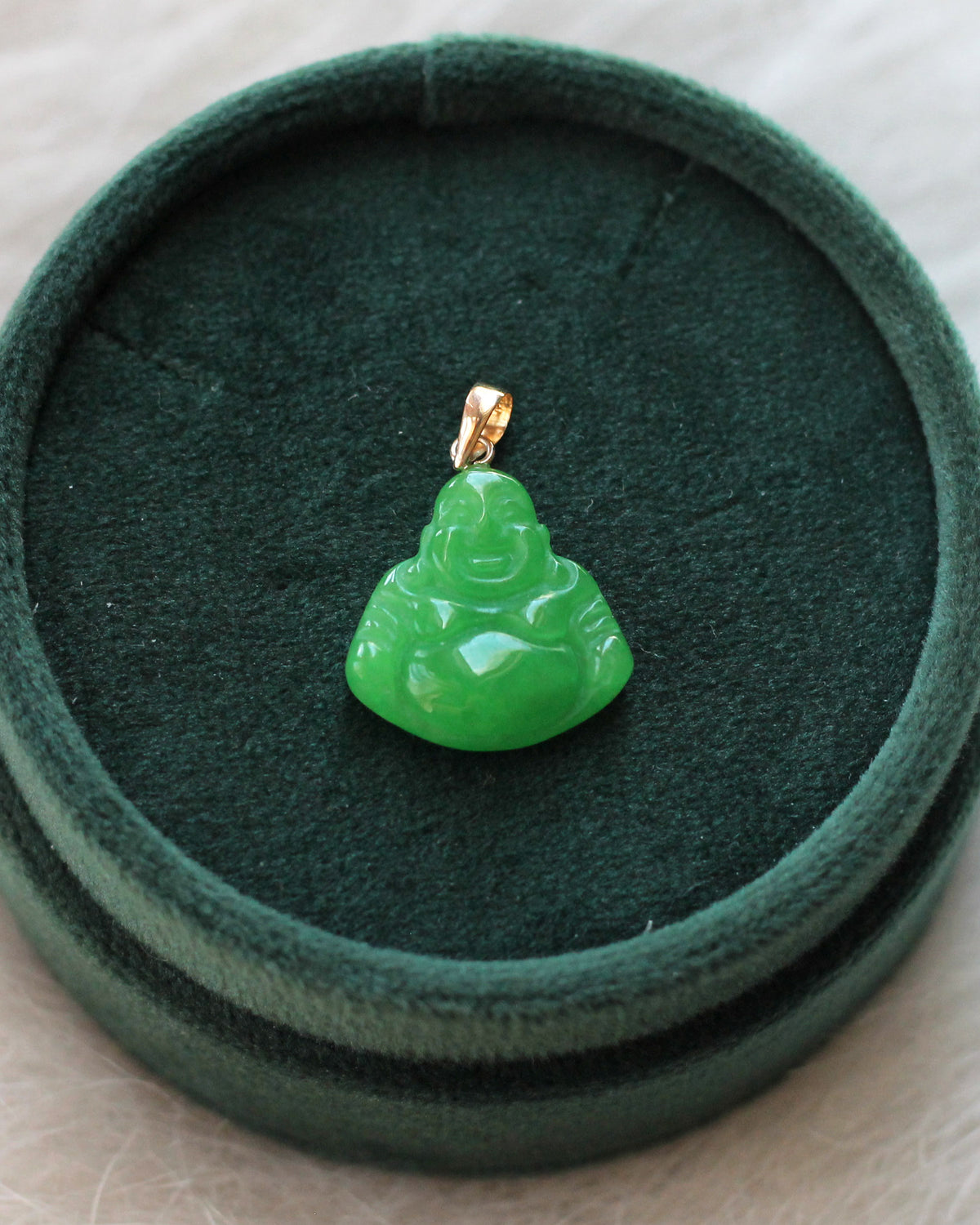 C33 Jade Buddha Pendant 14K Solid Gold