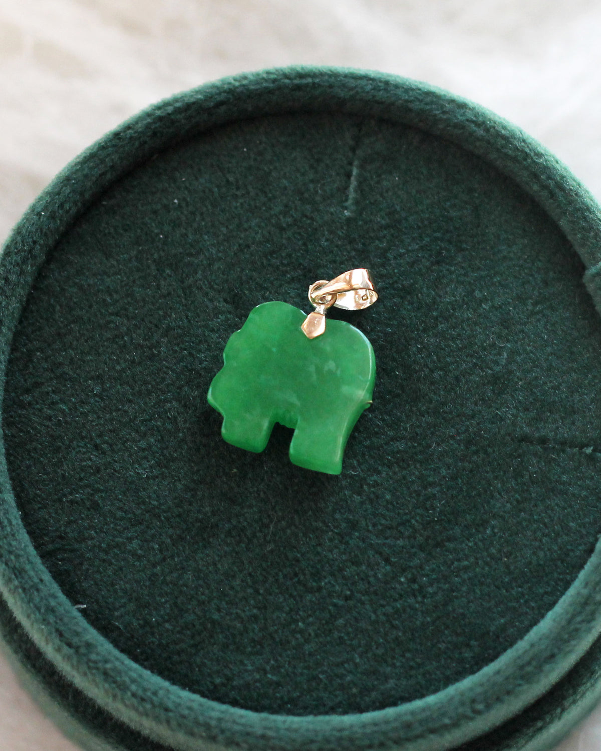 C35 Elephant Jade Pendant 14K Solid Gold