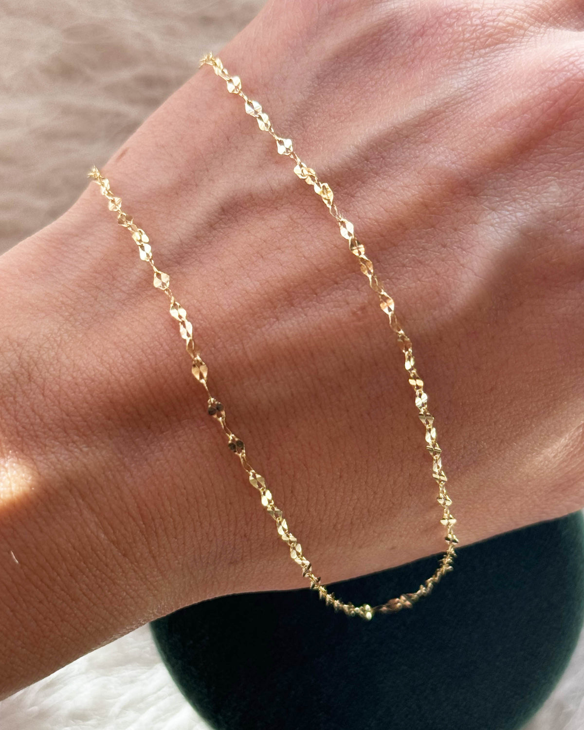 Dapped Cable Chain 18" 14K Gold