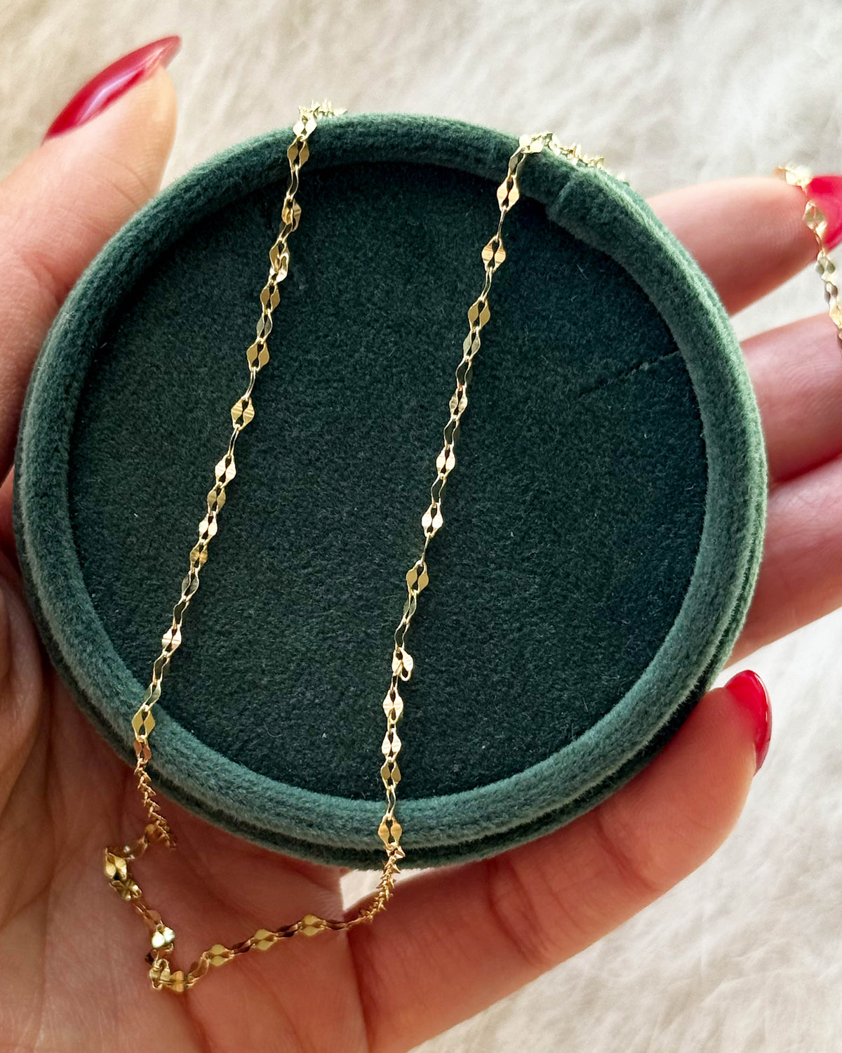 Dapped Cable Chain 18" 14K Gold