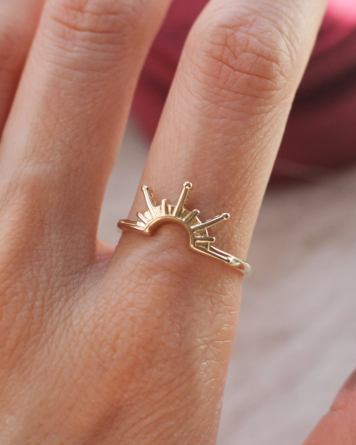 C4 - Sun Ring 14K Solid Gold - Size 7