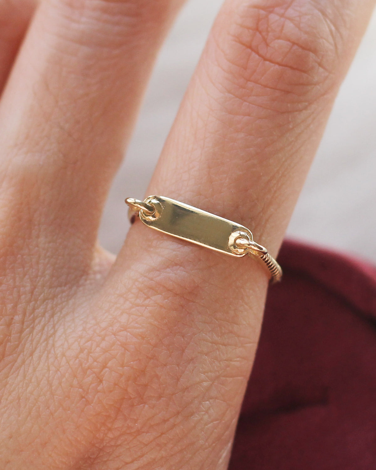 C6 - ID Bar Ring 14K Solid Gold - Size 6