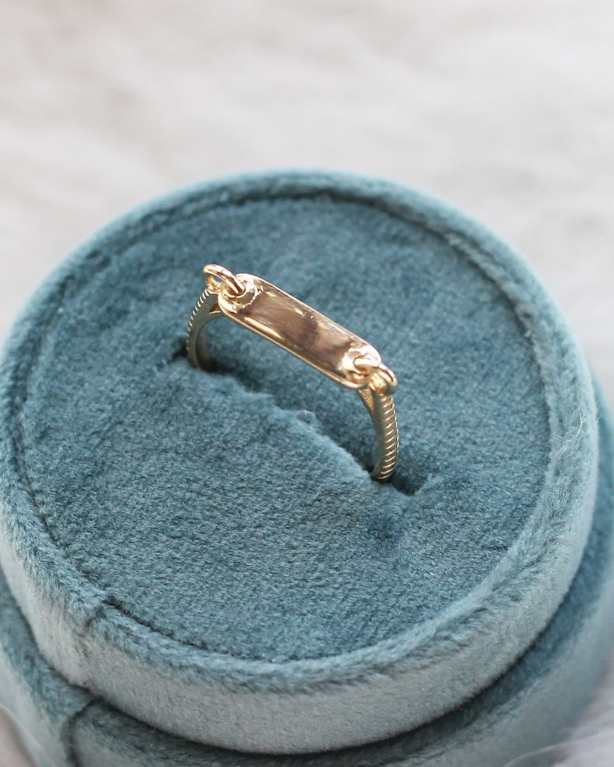 C6 - ID Bar Ring 14K Solid Gold - Size 6
