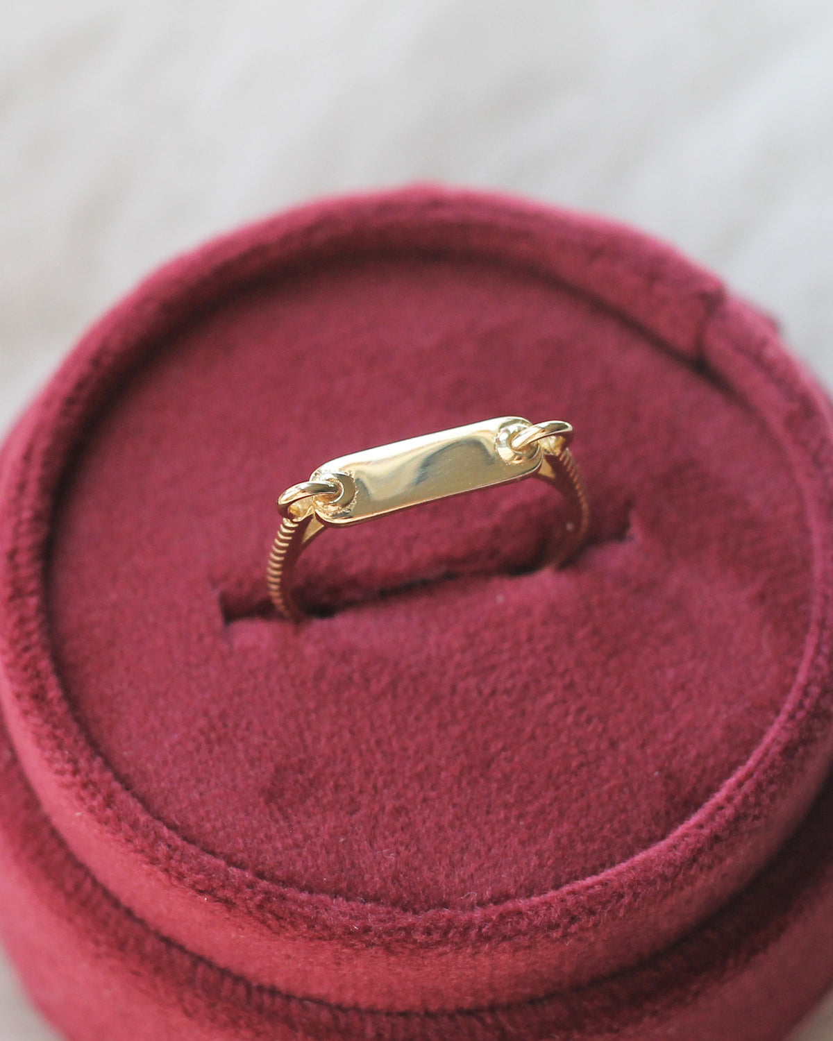 C6 - ID Bar Ring 14K Solid Gold - Size 6