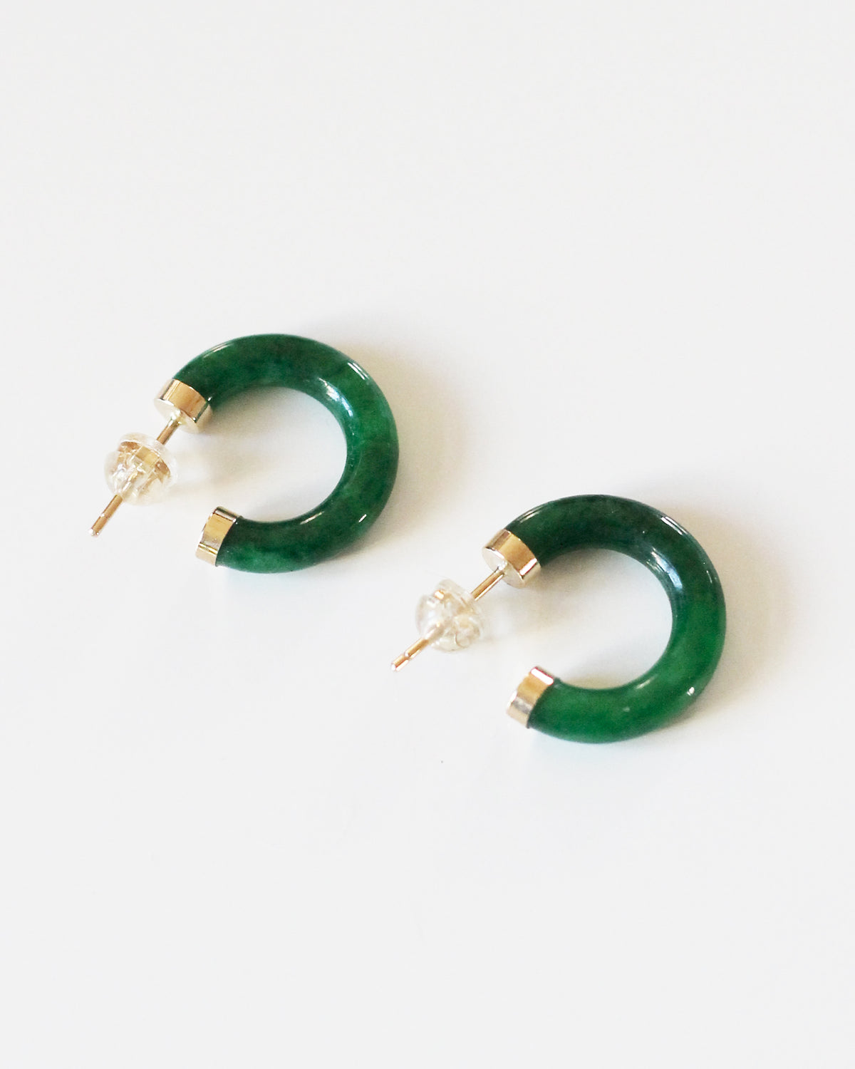 E1306- 14K Solid Gold Jade Earrings