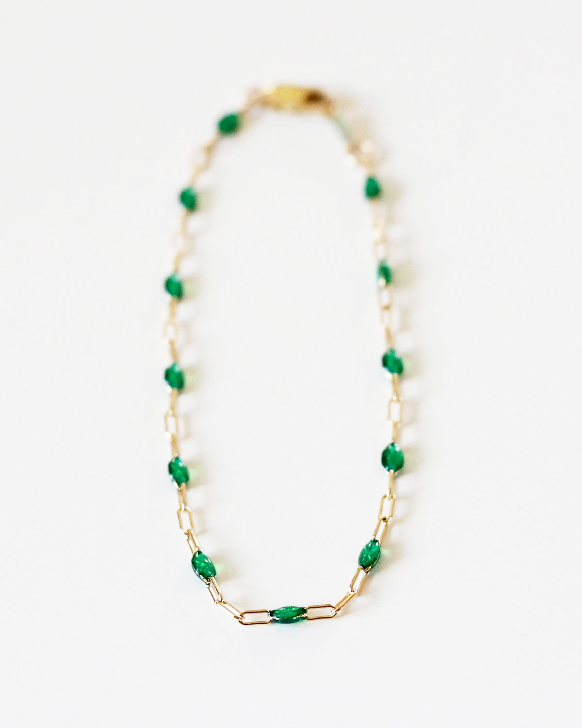 B1046 - Green Enamel Chain Bracelet