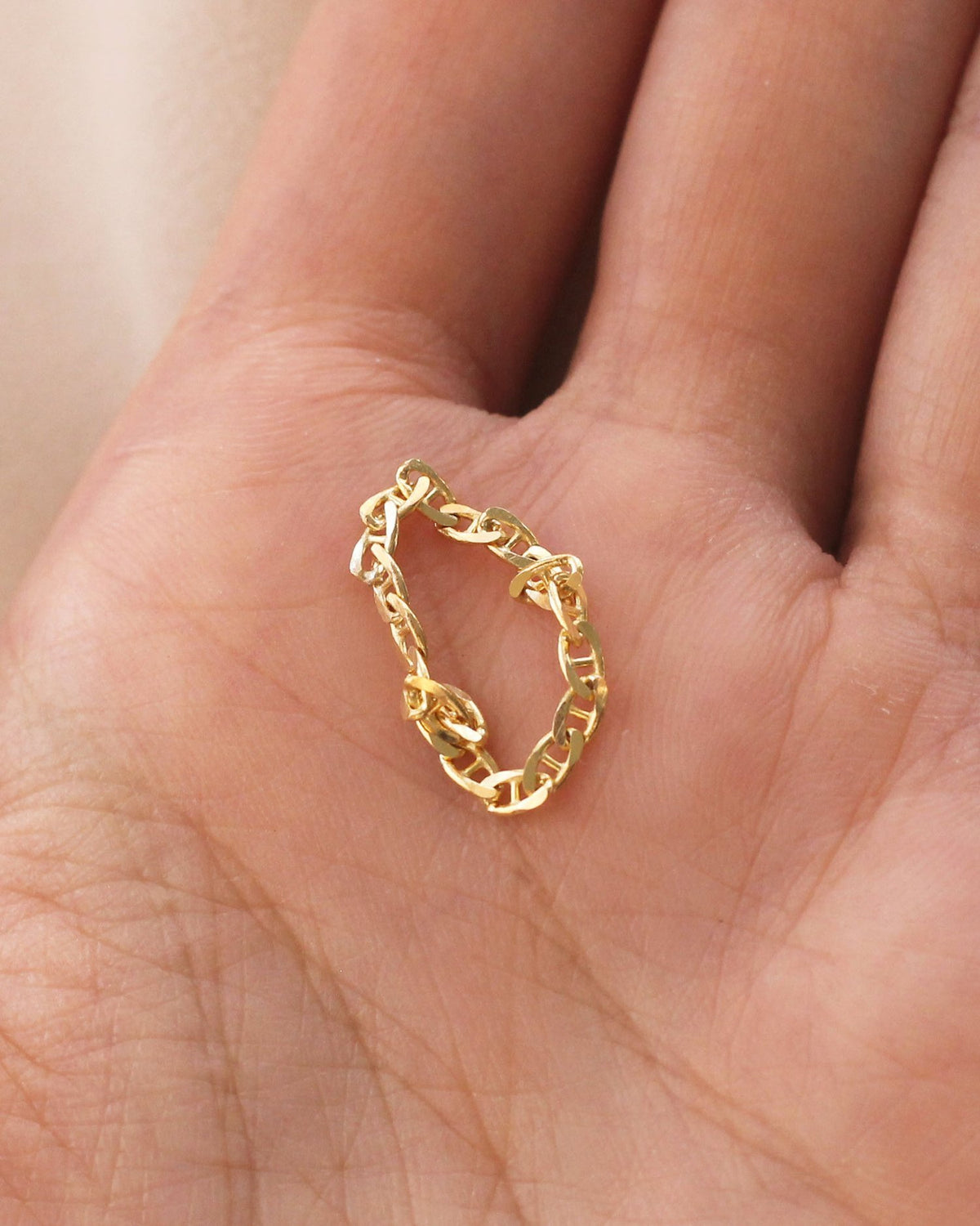 Mariner Chain Ring - 14K SOLID GOLD - Size 5.75