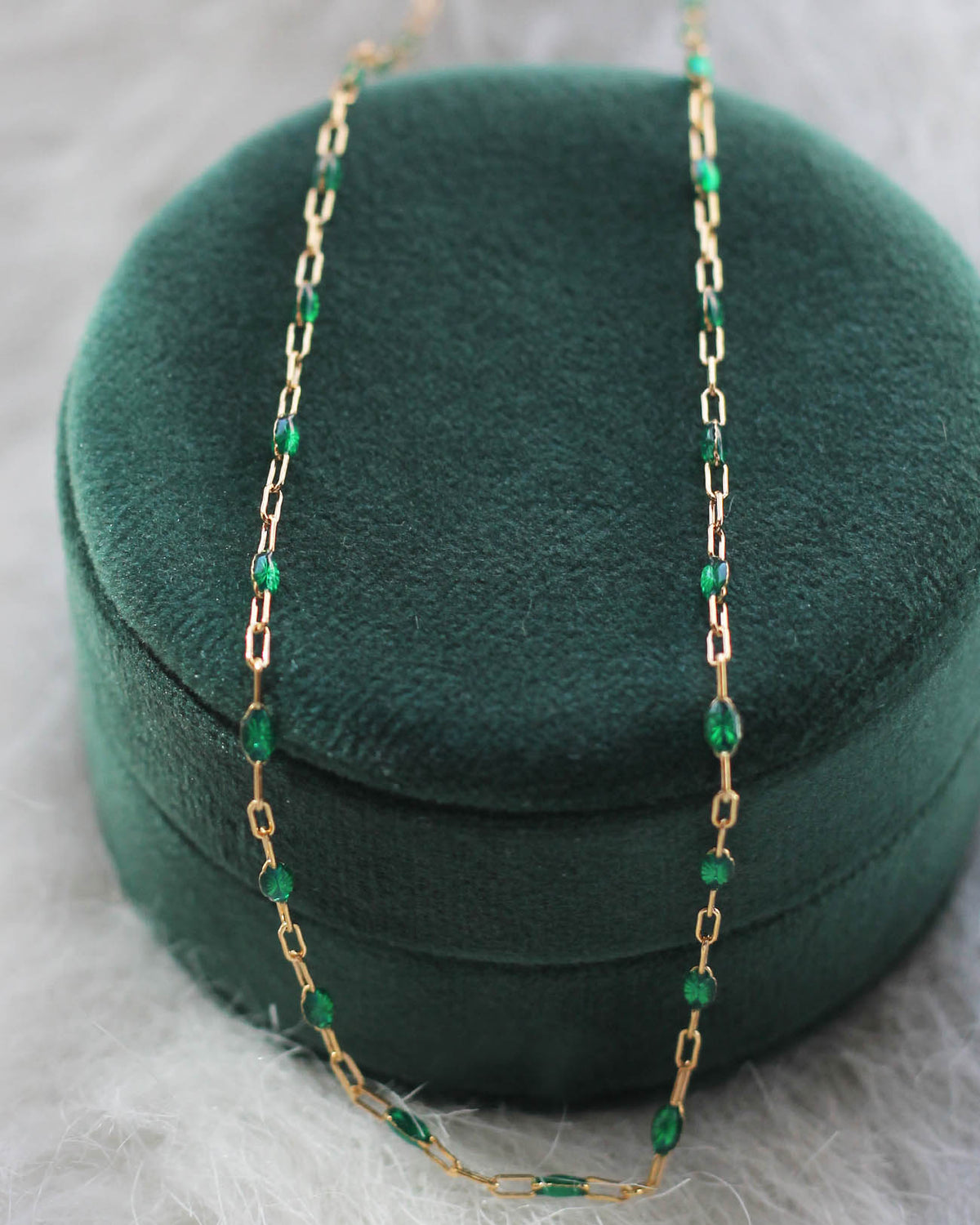 N1358 - Green Enamel Chain Necklace