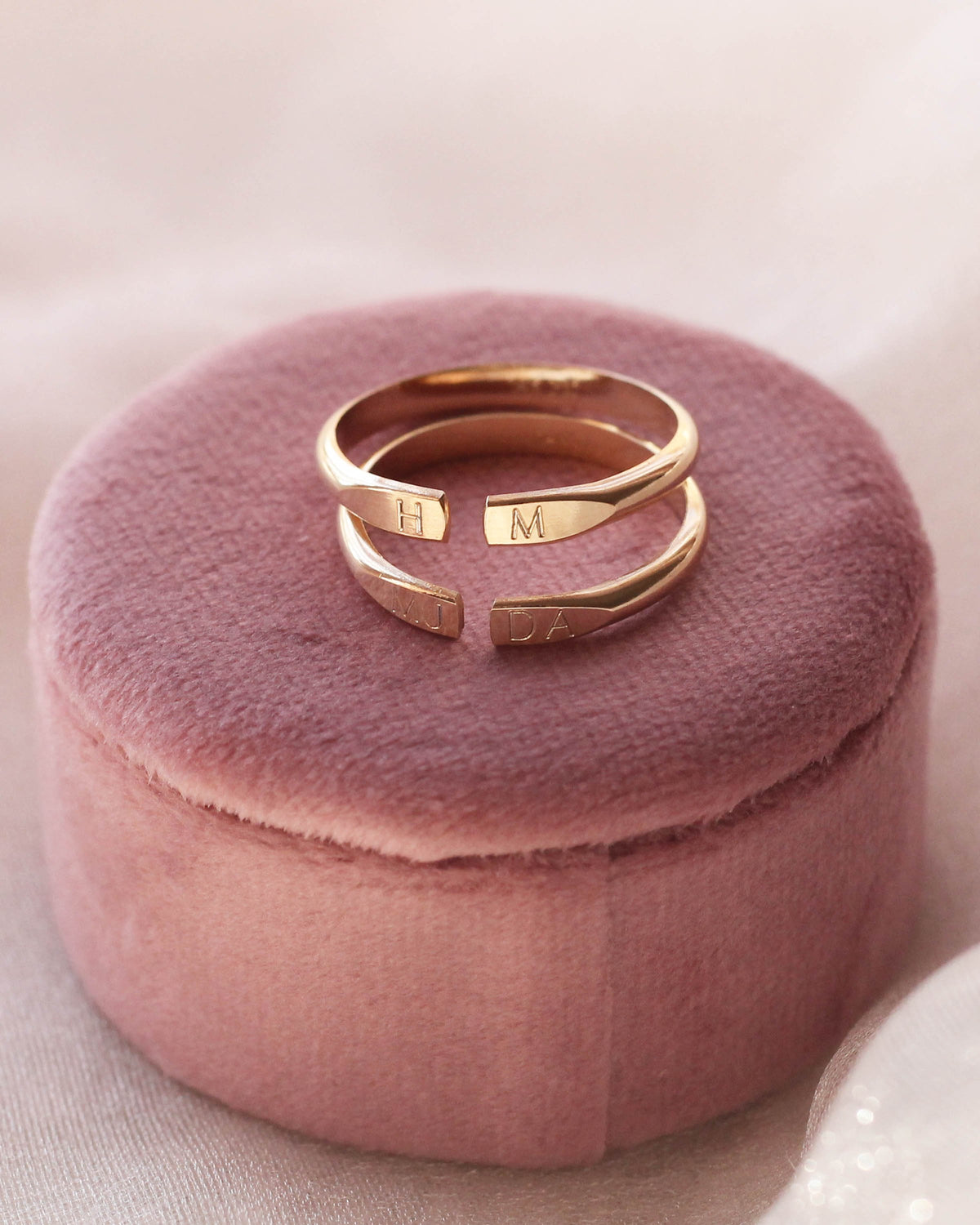 R1394 - Initials Ring - 14K SOLID GOLD