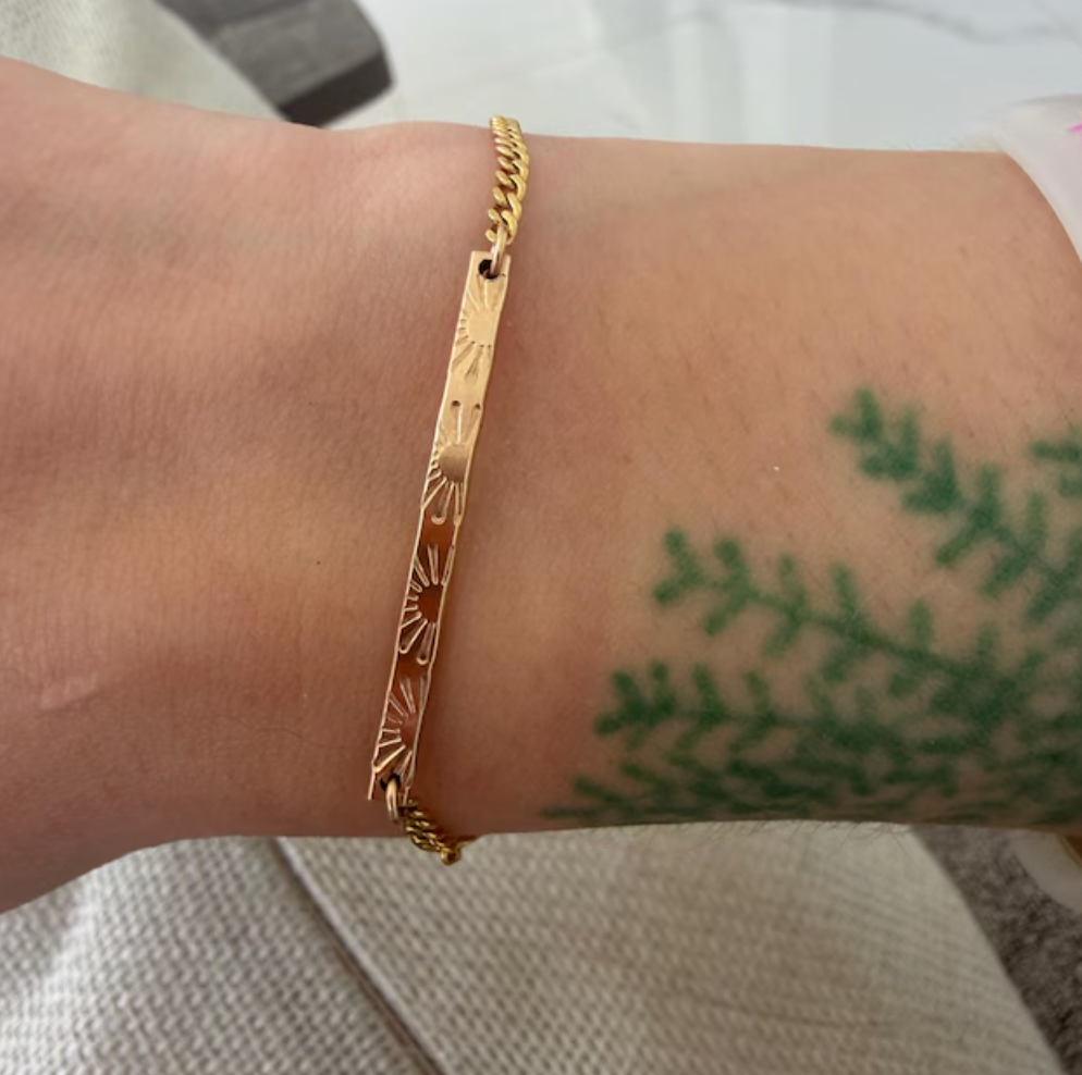 B1029 - 14K Gold Filled Sun Hand Stamped Bracelet