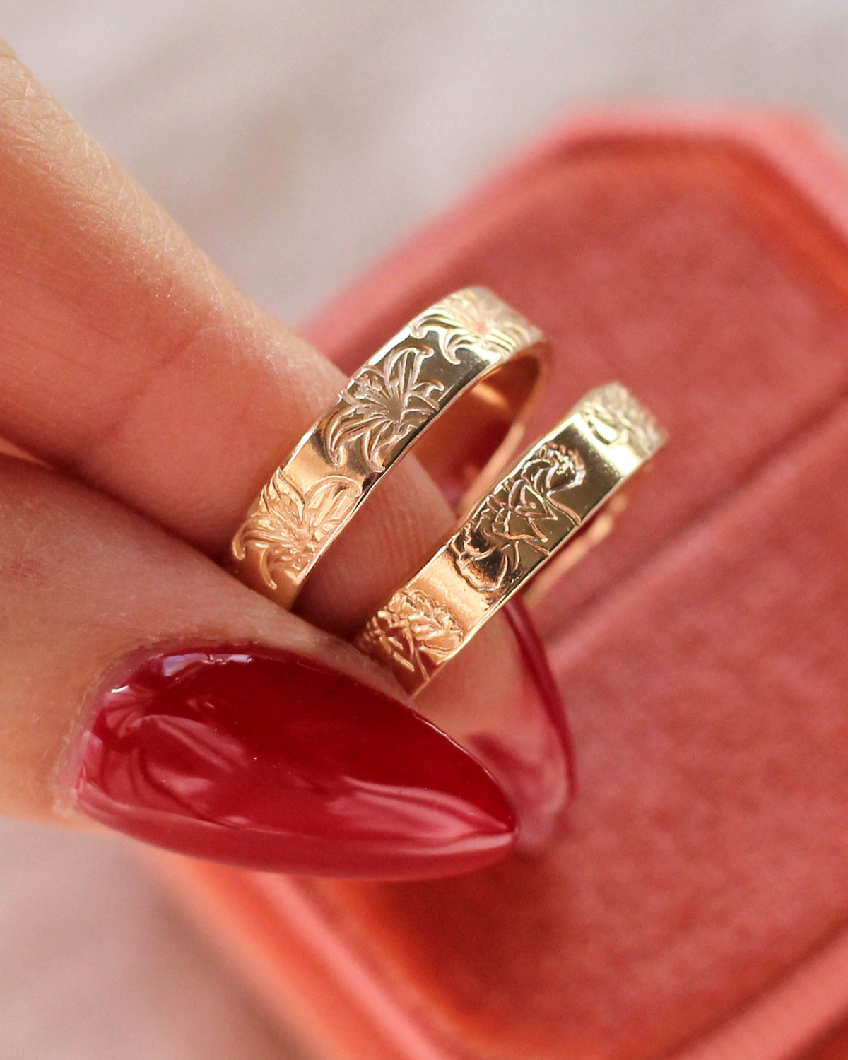 R1449 - January Carnation Birth Flower Ring